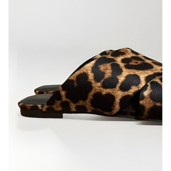 Katy Perry The Checked In Slide Sandal Leopard Print Satin 5 NIB - Picture 2 of 5